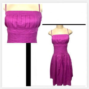 ISAAC  MIZRAHI DRESS PINK SPAGHETTI STRAPS FIT &FLAIR PLEATED MIDI SIZE 8
